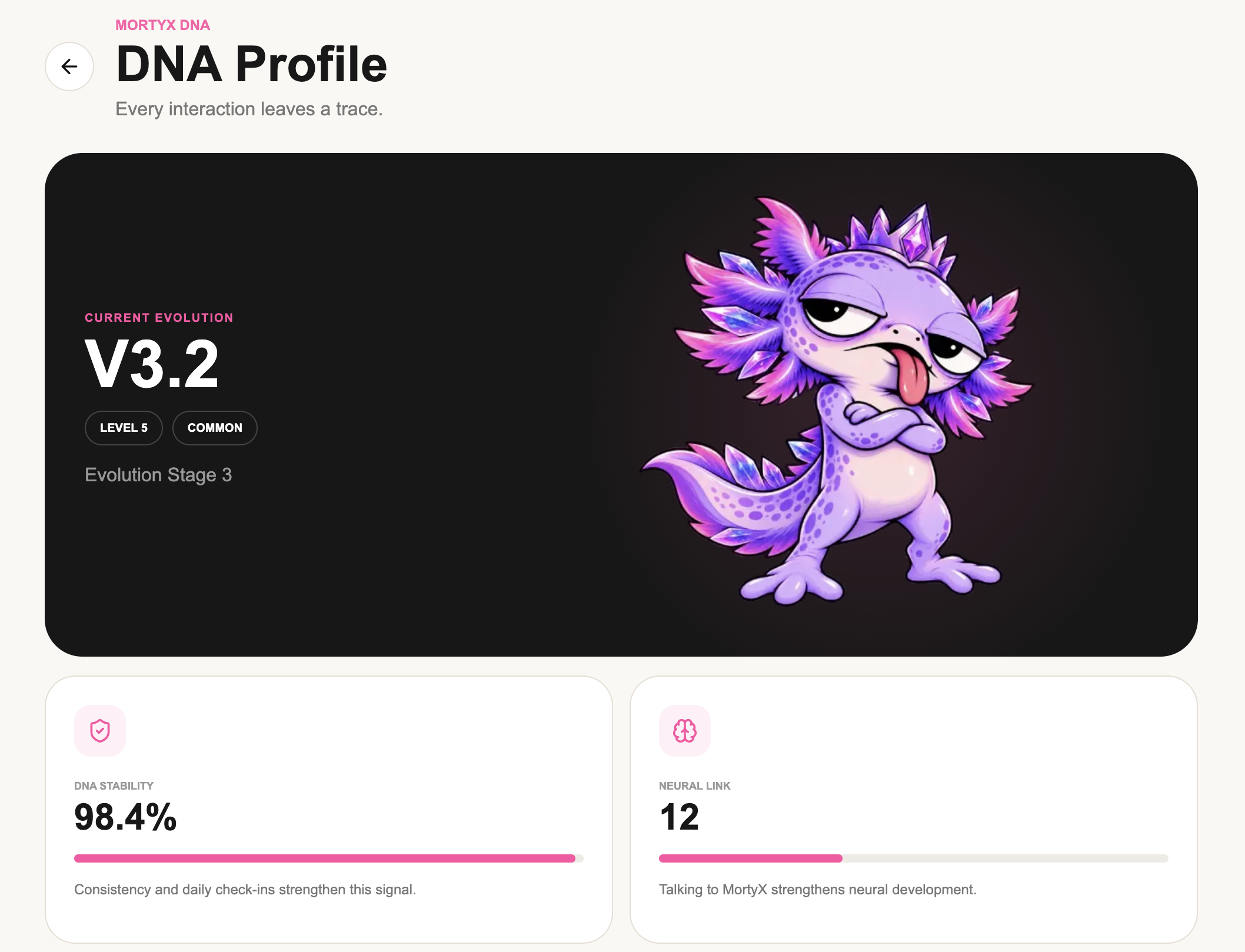 MortyX AI teaser — DNA profile